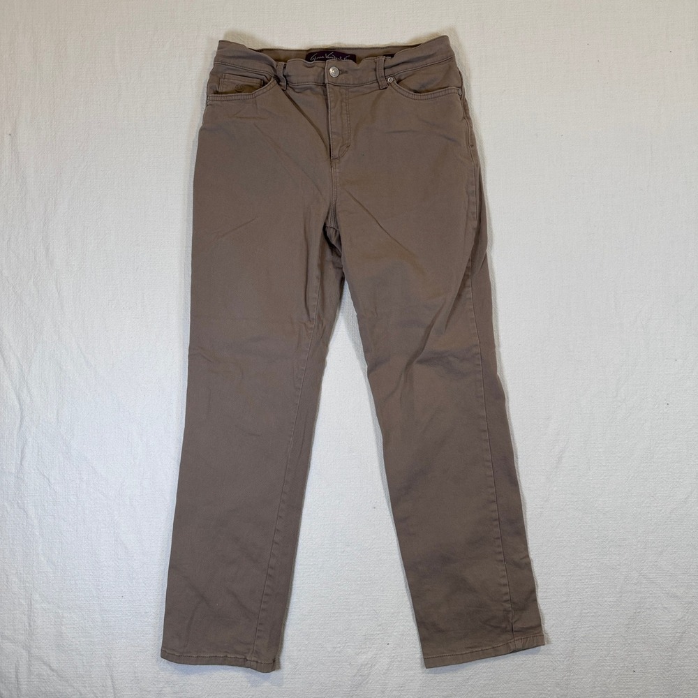 Gloria Vanderbilt Amanda Classic Fit Straight Leg Pants Taupe Brown High Rise
